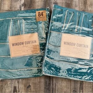 NWT 45”x84” Teal Striped Sahaj Jute Curtains - Set of 2